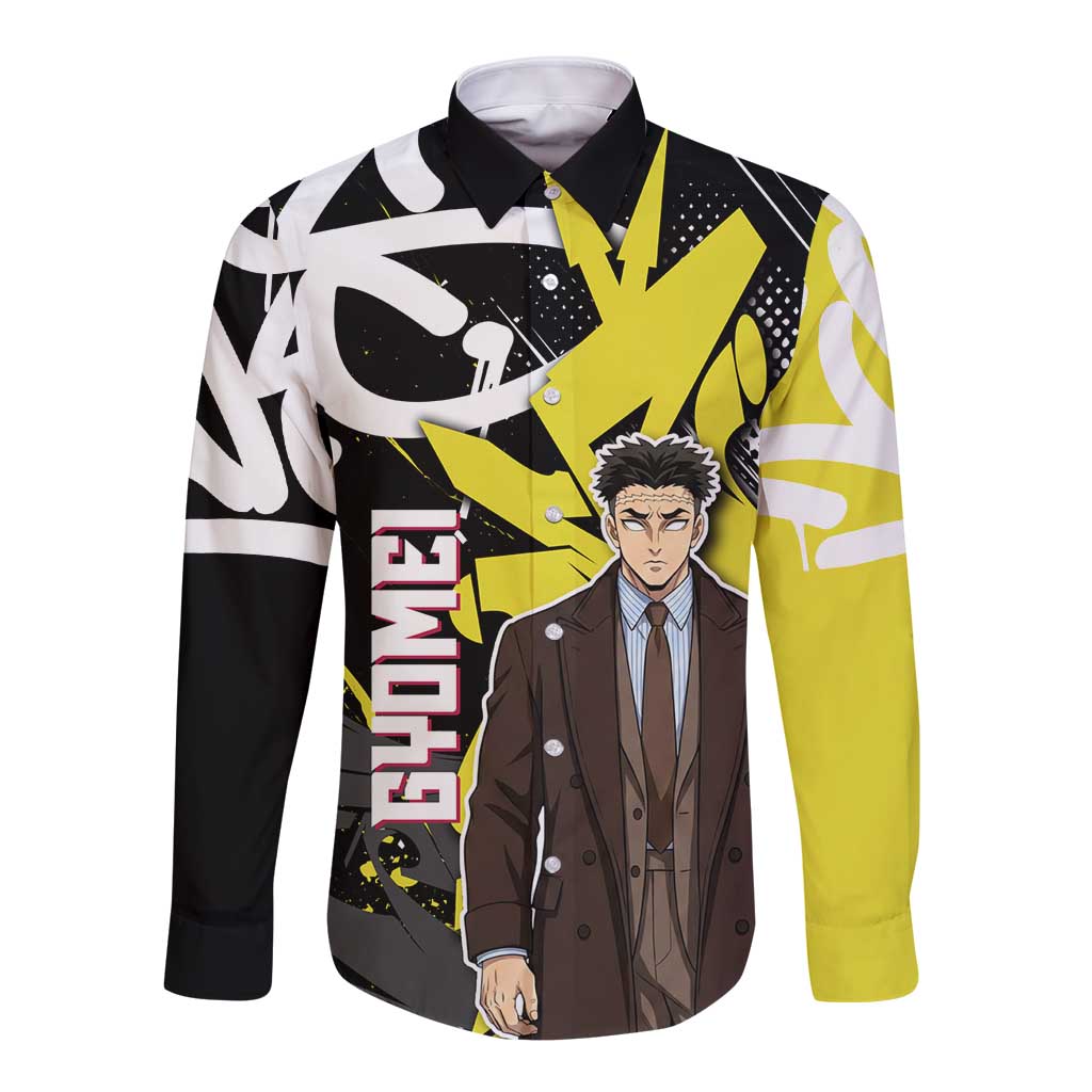 Gyomei Demon Slayer Long Sleeve Button Shirt Urban Graffiti Anime Style