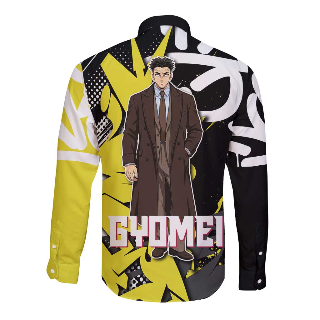 Gyomei Demon Slayer Long Sleeve Button Shirt Urban Graffiti Anime Style