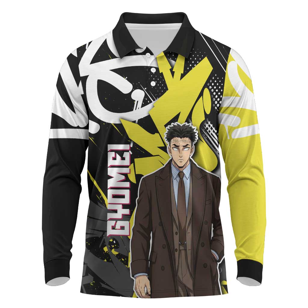 Gyomei Demon Slayer Long Sleeve Polo Shirt Urban Graffiti Anime Style