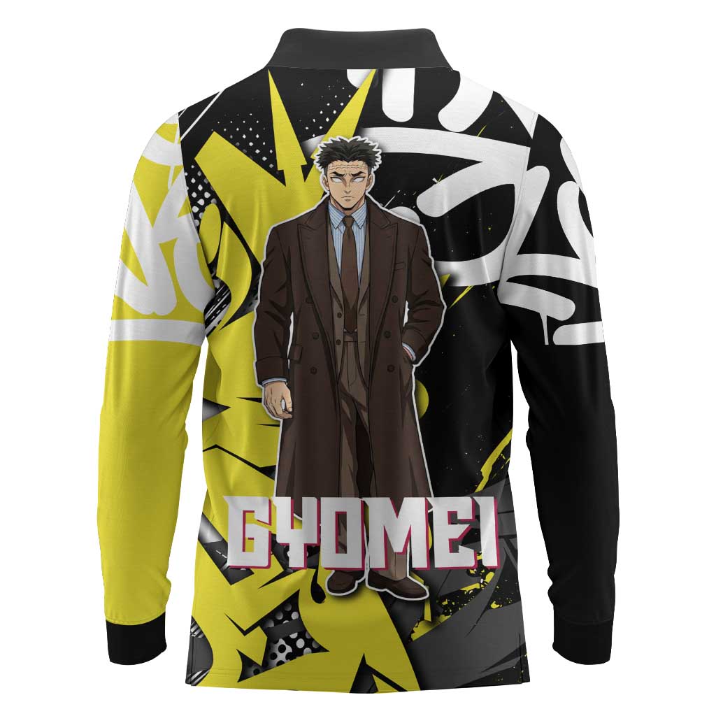 Gyomei Demon Slayer Long Sleeve Polo Shirt Urban Graffiti Anime Style