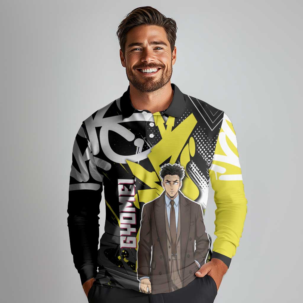 Gyomei Demon Slayer Long Sleeve Polo Shirt Urban Graffiti Anime Style