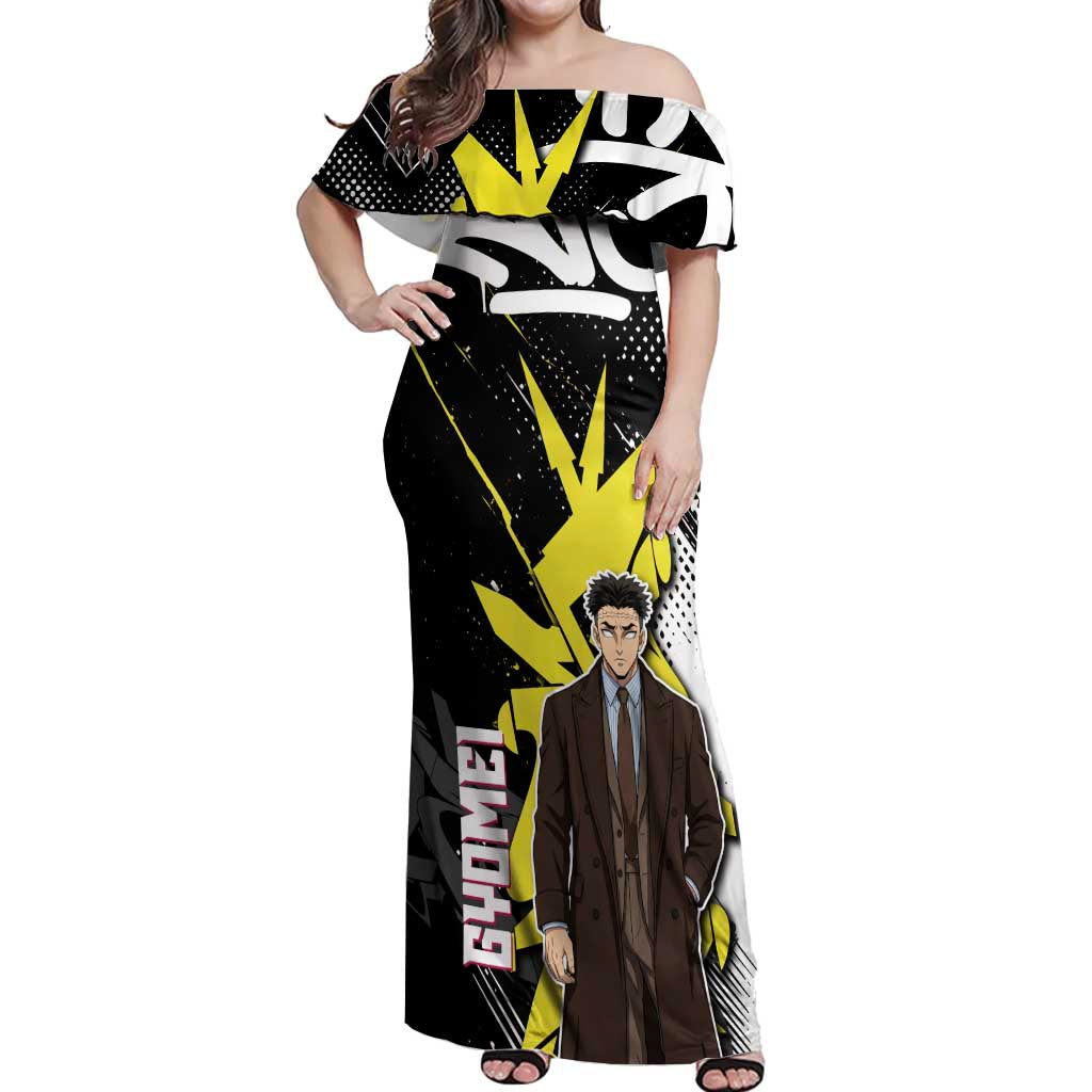 Gyomei Demon Slayer Off Shoulder Maxi Dress Urban Graffiti Anime Style