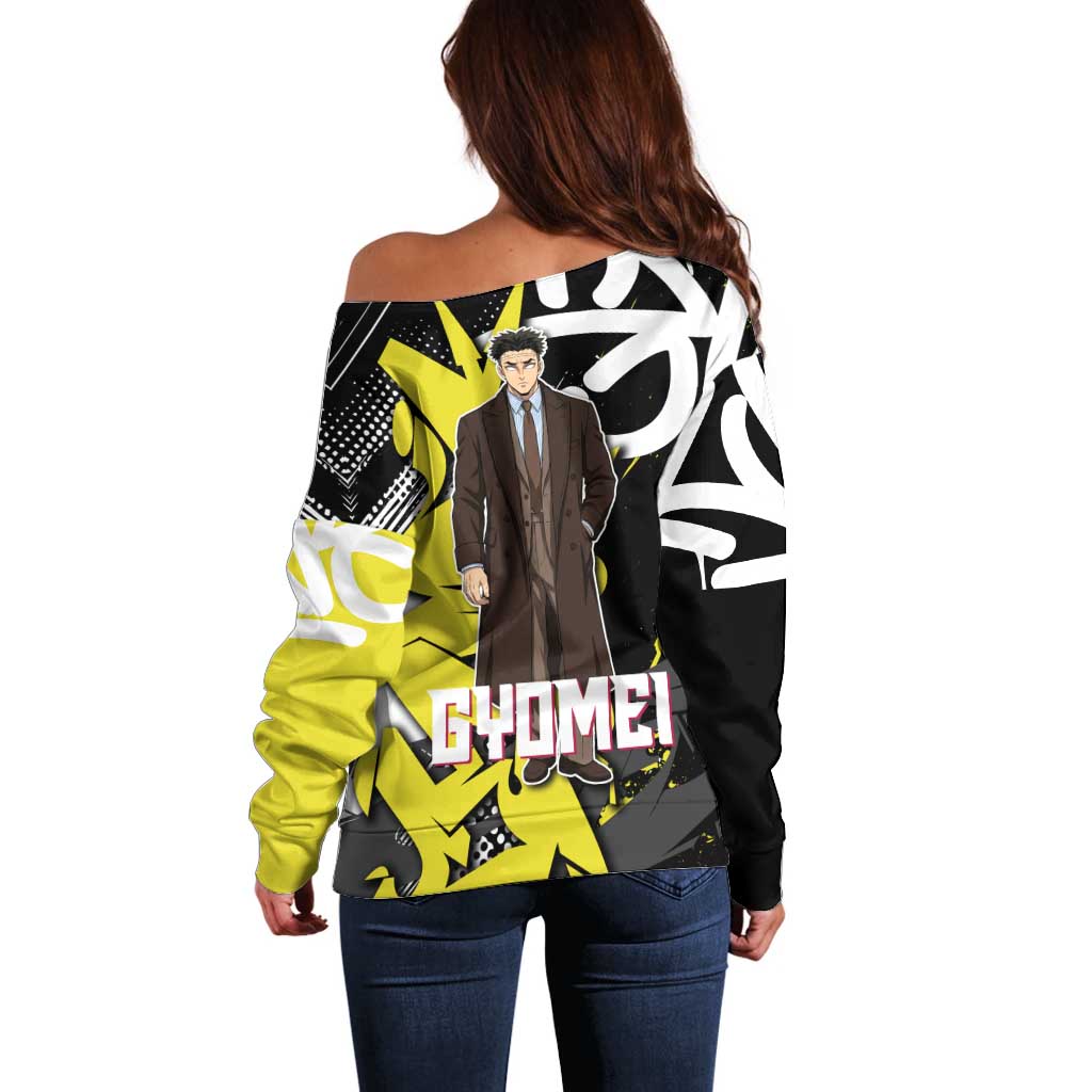 Gyomei Demon Slayer Off Shoulder Sweater Urban Graffiti Anime Style