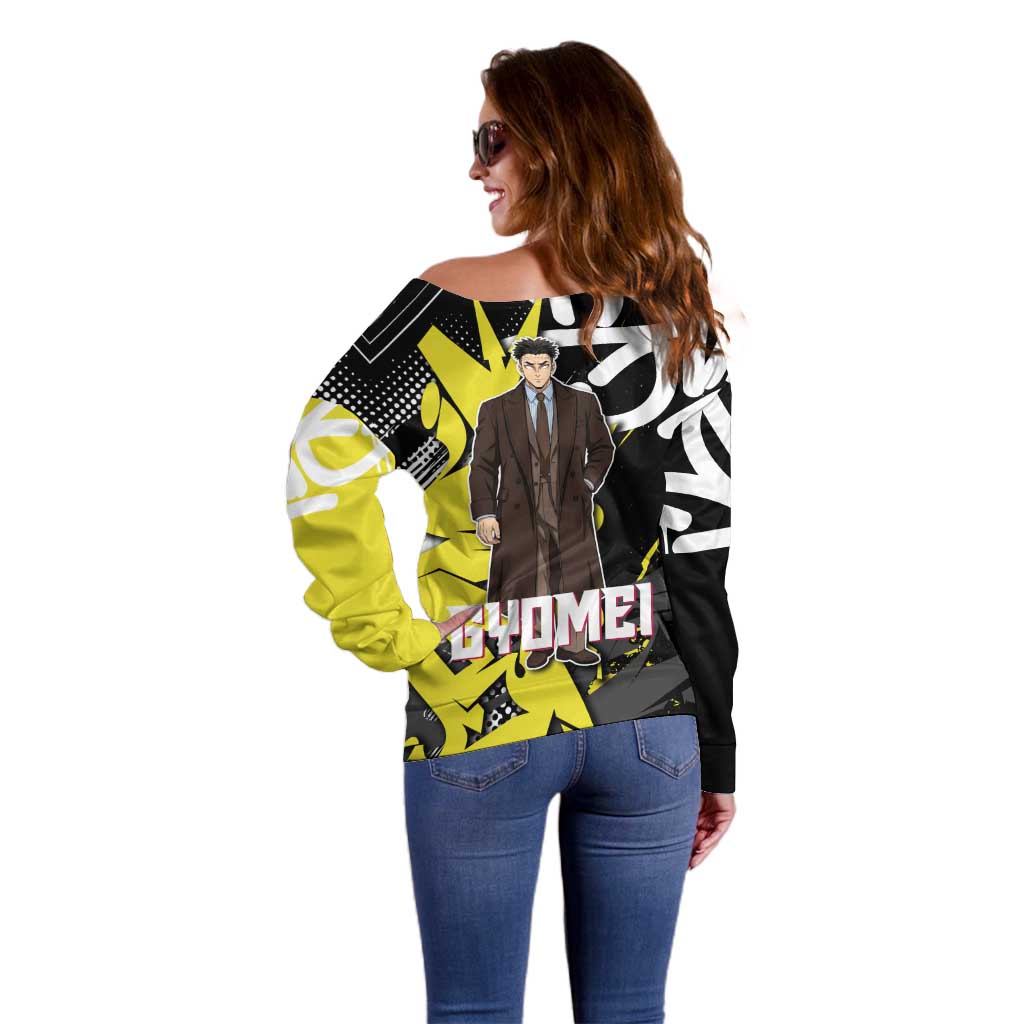Gyomei Demon Slayer Off Shoulder Sweater Urban Graffiti Anime Style