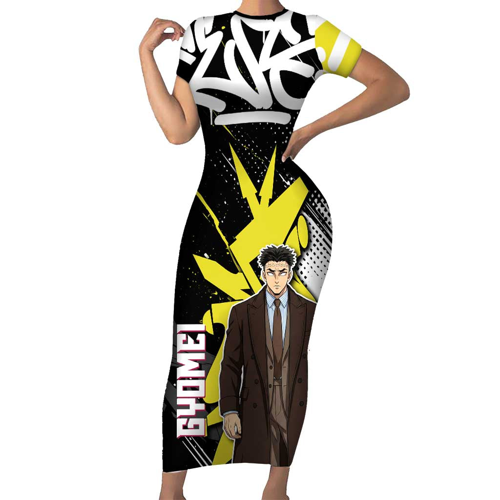 Gyomei Demon Slayer Short Sleeve Bodycon Dress Urban Graffiti Anime Style