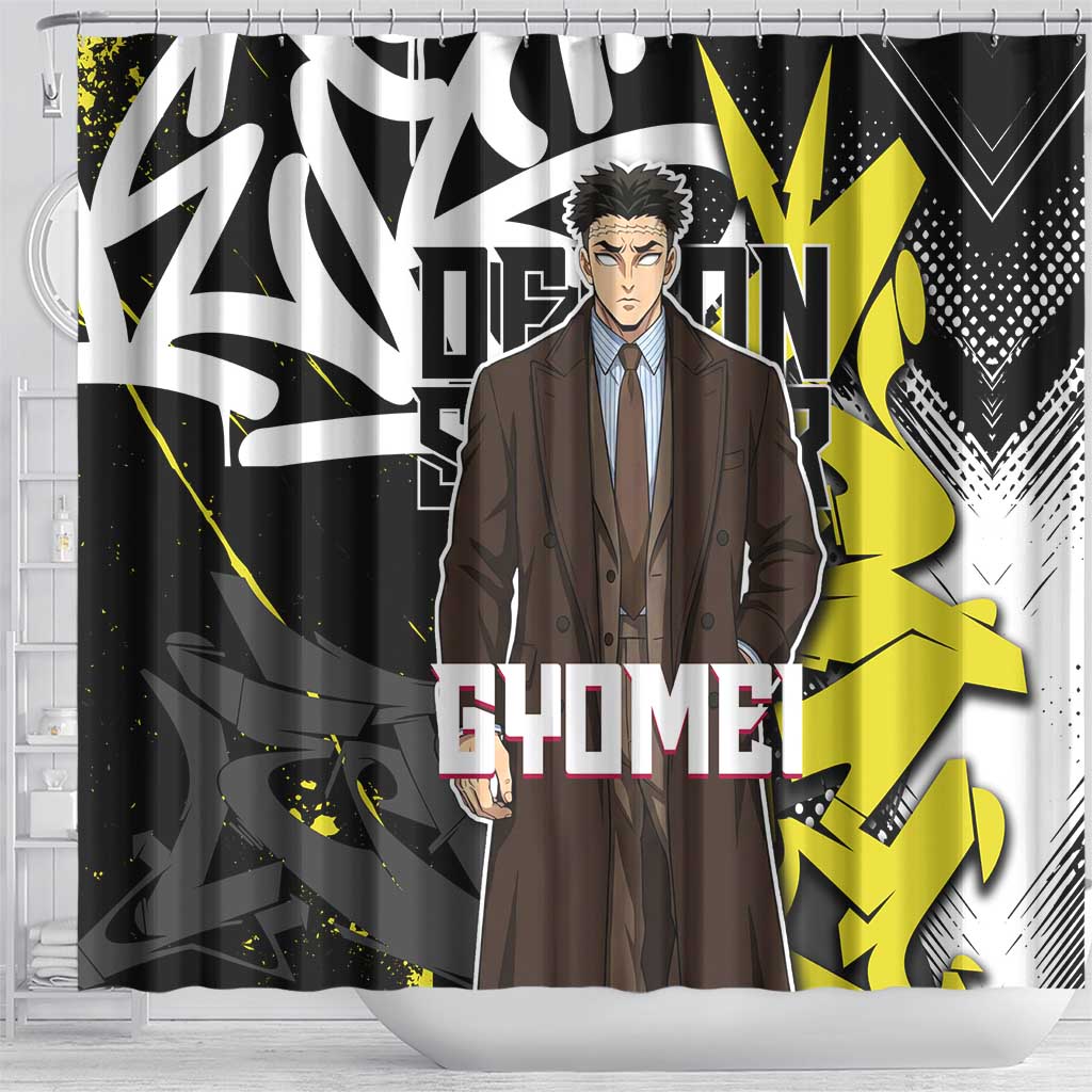 Gyomei Demon Slayer Shower Curtain Urban Graffiti Anime Style