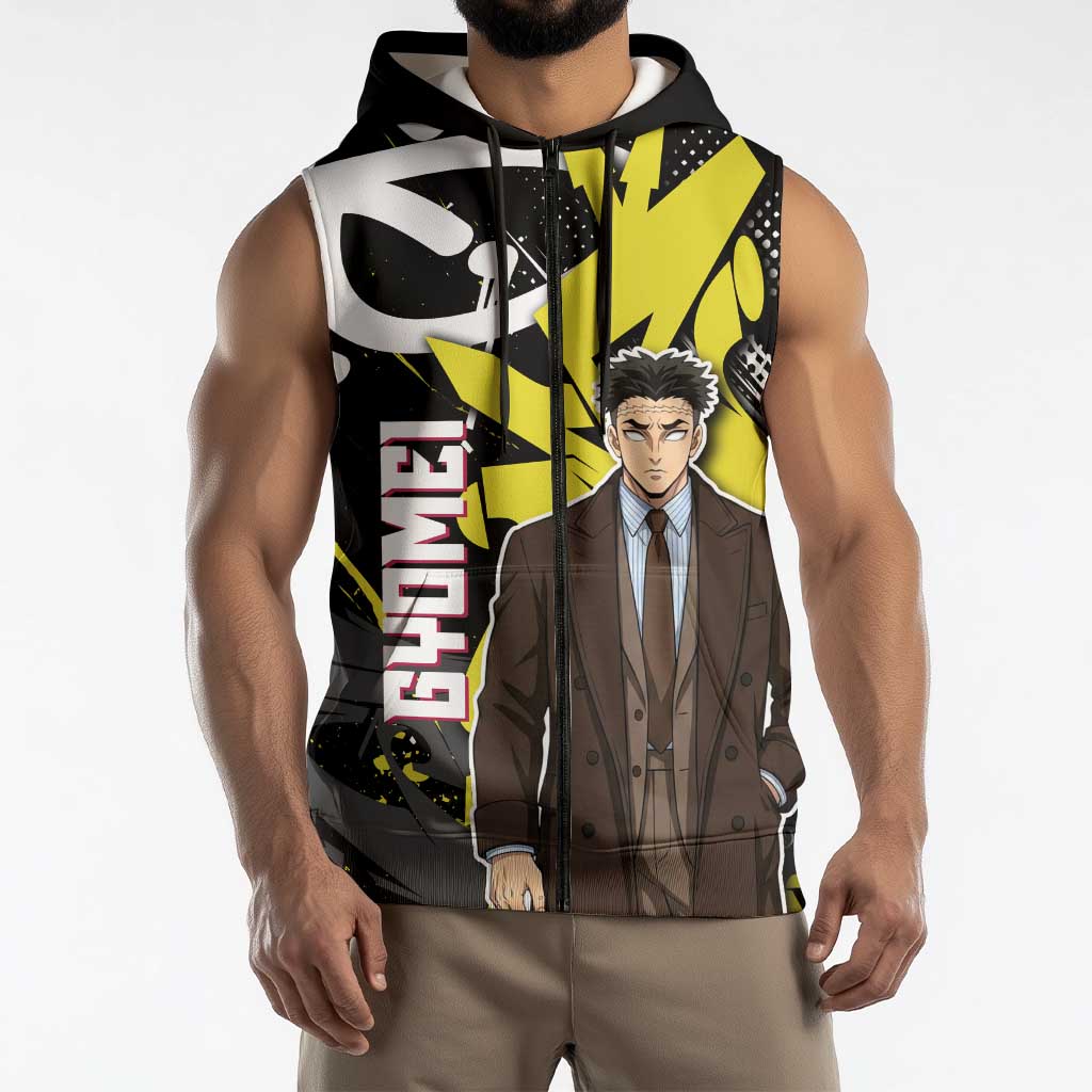 Gyomei Demon Slayer Sleeveless Zip Hoodie Urban Graffiti Anime Style