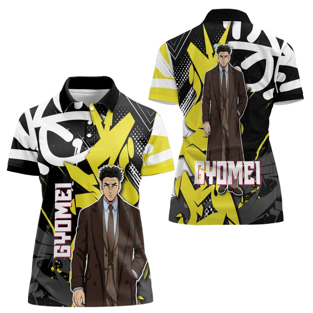 Gyomei Demon Slayer Women Polo Shirt Urban Graffiti Anime Style