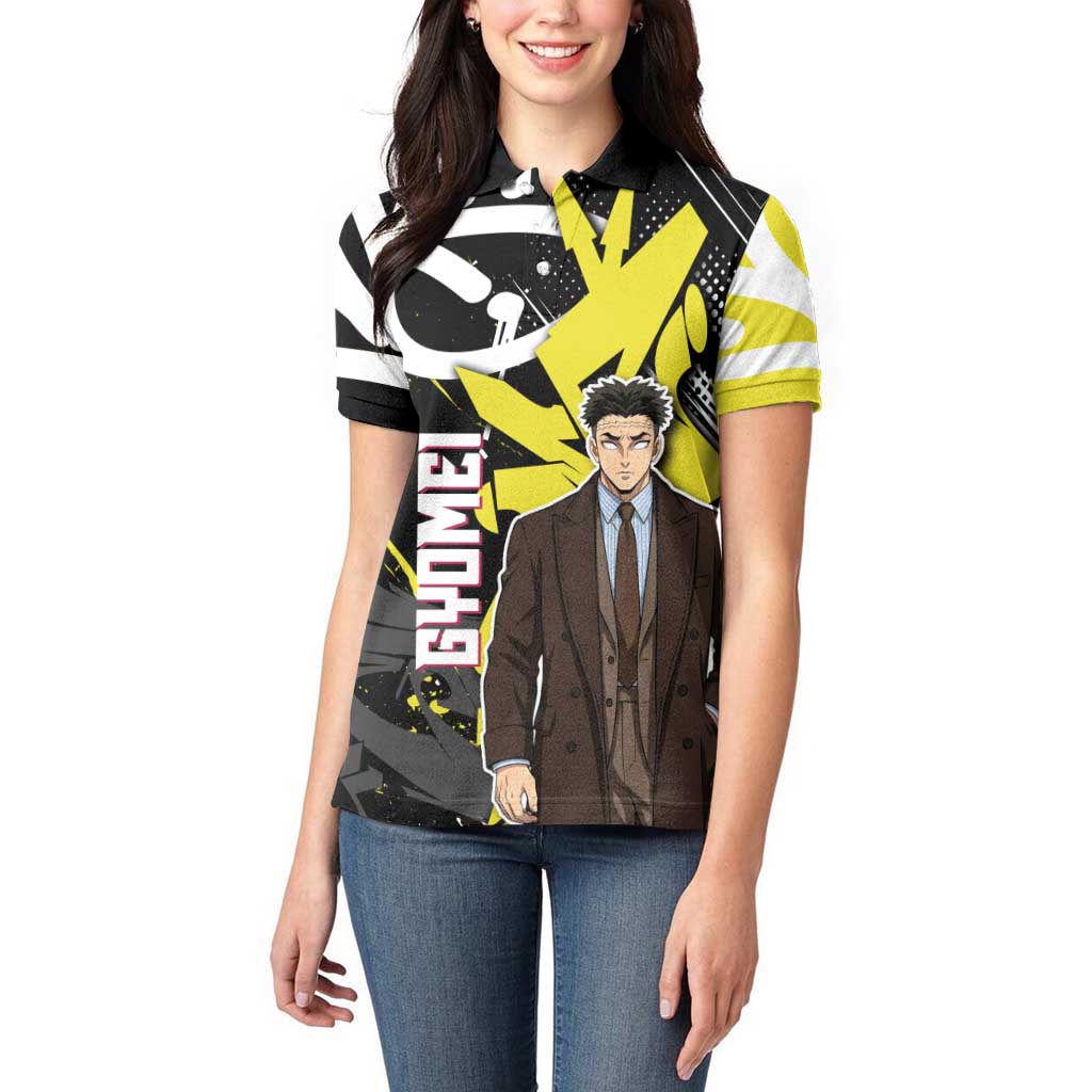 Gyomei Demon Slayer Women Polo Shirt Urban Graffiti Anime Style