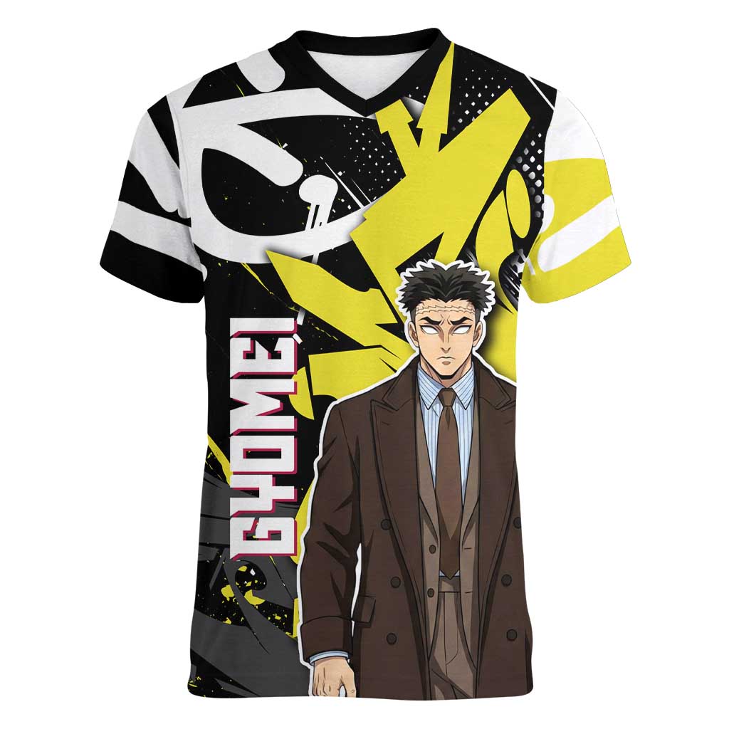 Gyomei Demon Slayer Women V-Neck T-Shirt Urban Graffiti Anime Style