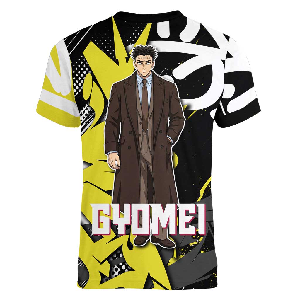 Gyomei Demon Slayer Women V-Neck T-Shirt Urban Graffiti Anime Style