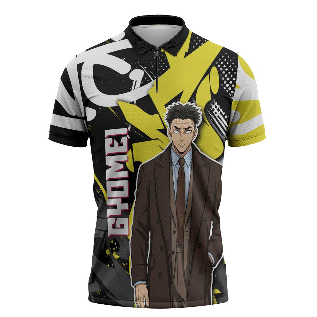 Gyomei Demon Slayer Zipper Polo Shirt Urban Graffiti Anime Style