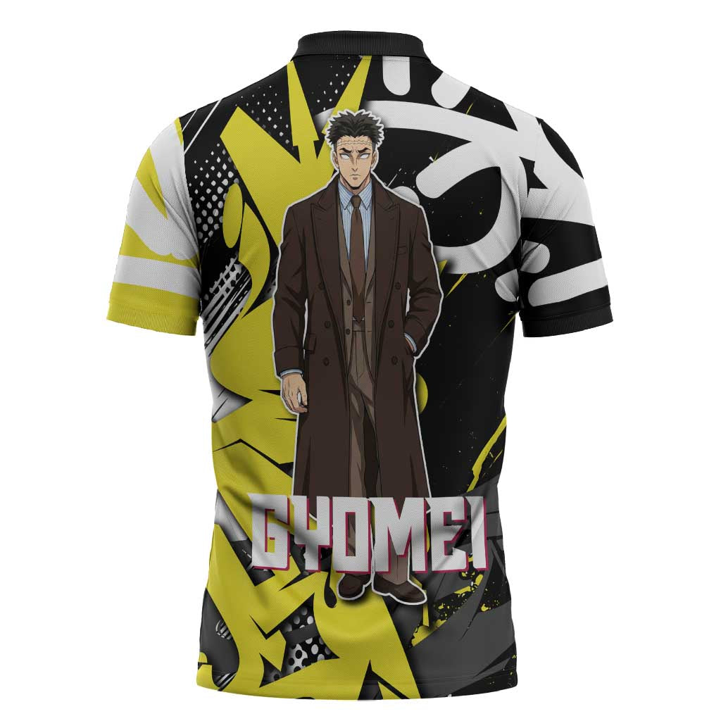 Gyomei Demon Slayer Zipper Polo Shirt Urban Graffiti Anime Style
