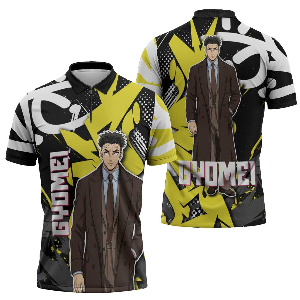 Gyomei Demon Slayer Zipper Polo Shirt Urban Graffiti Anime Style