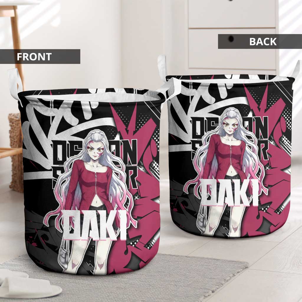 Daki Demon Slayer Laundry Basket Pink Graffiti Anime Aesthetic