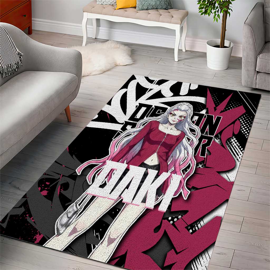 Daki Demon Slayer Area Rug Pink Graffiti Anime Aesthetic