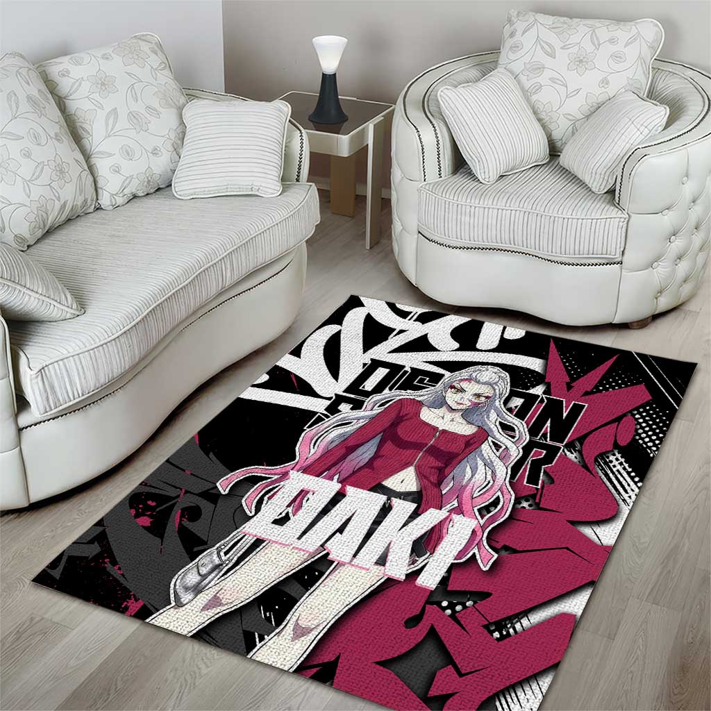 Daki Demon Slayer Area Rug Pink Graffiti Anime Aesthetic