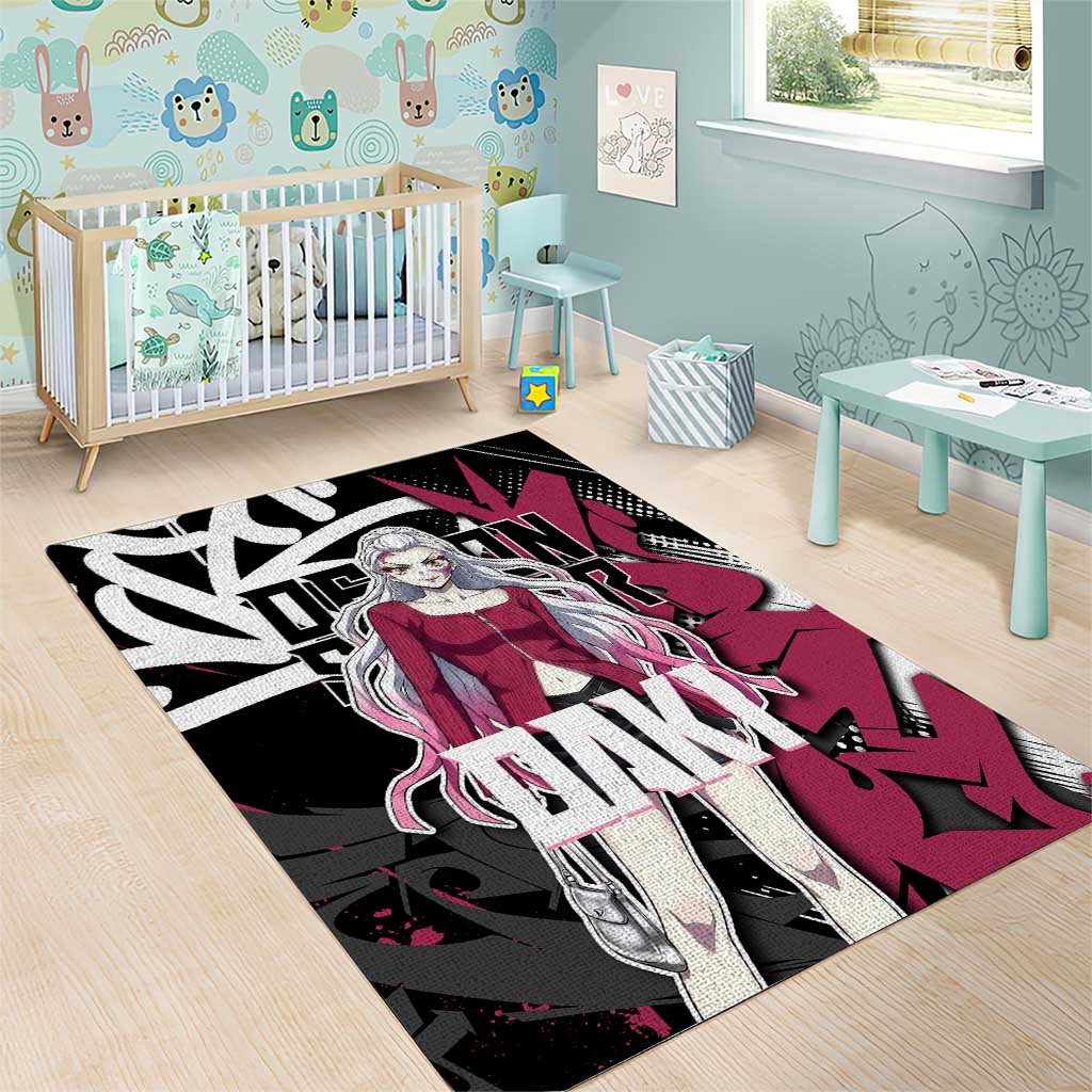 Daki Demon Slayer Area Rug Pink Graffiti Anime Aesthetic