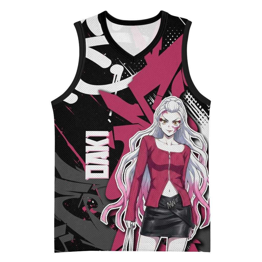 Daki Demon Slayer Basketball Jersey Pink Graffiti Anime Aesthetic