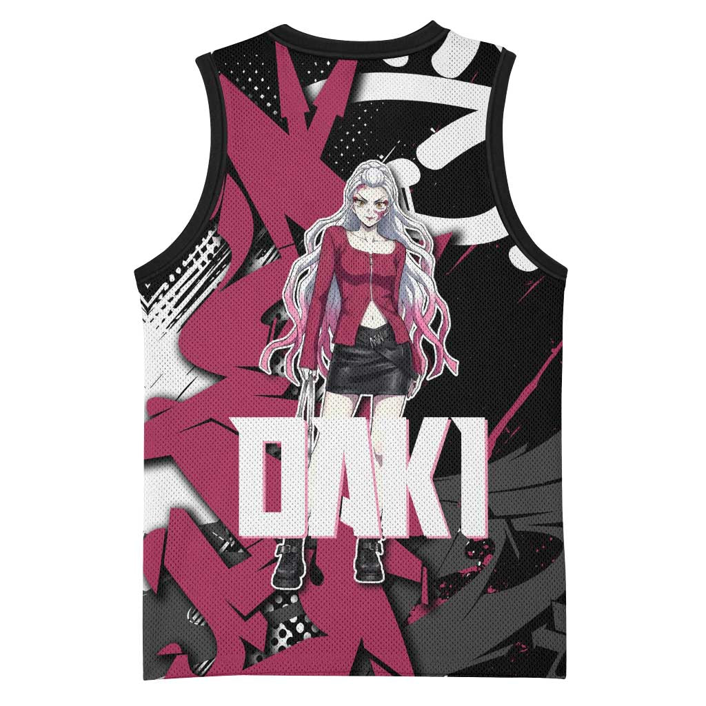 Daki Demon Slayer Basketball Jersey Pink Graffiti Anime Aesthetic