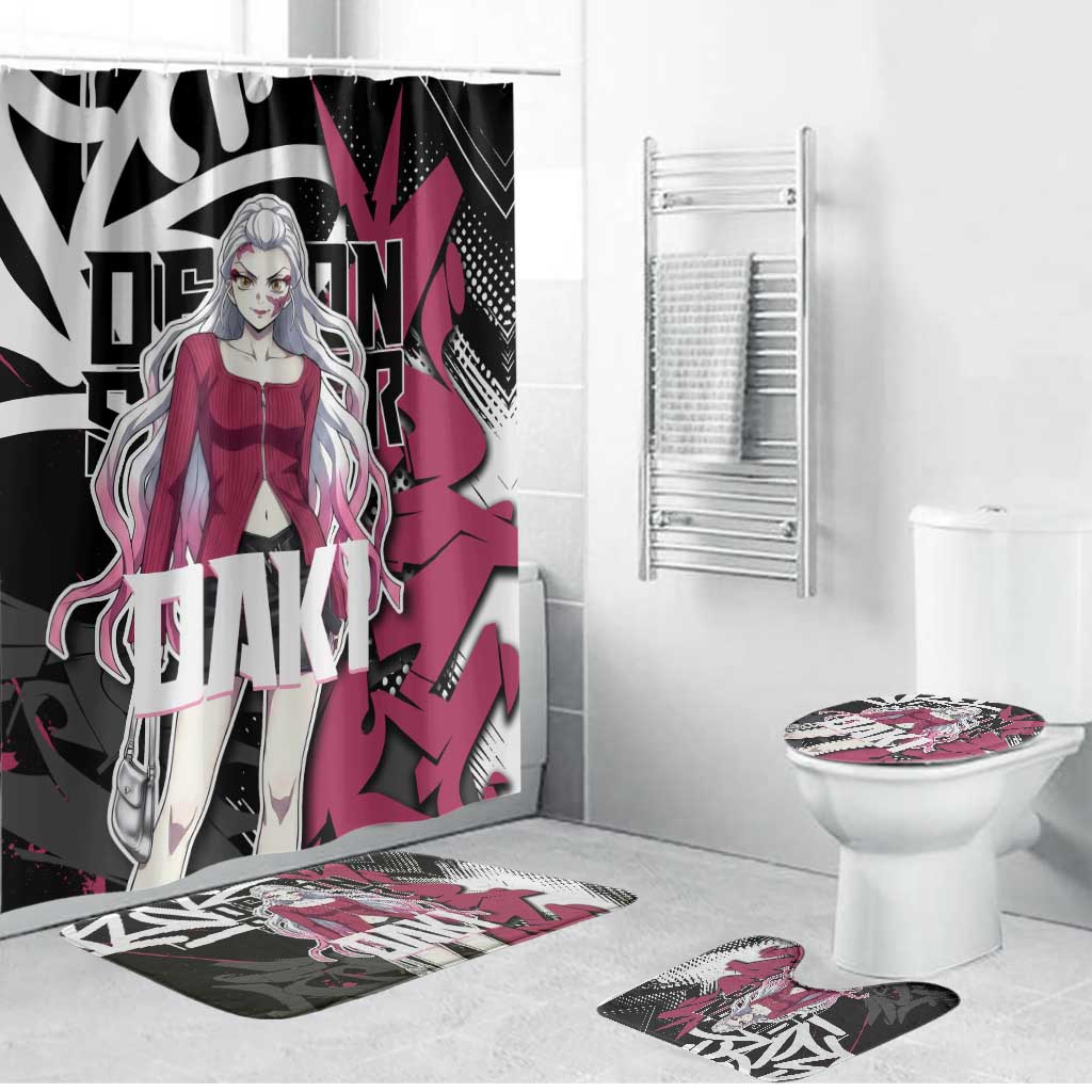 Daki Demon Slayer Bathroom Set Pink Graffiti Anime Aesthetic