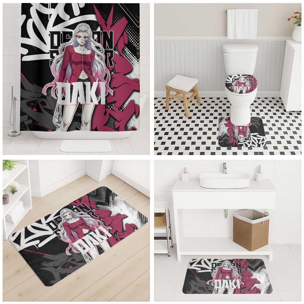 Daki Demon Slayer Bathroom Set Pink Graffiti Anime Aesthetic