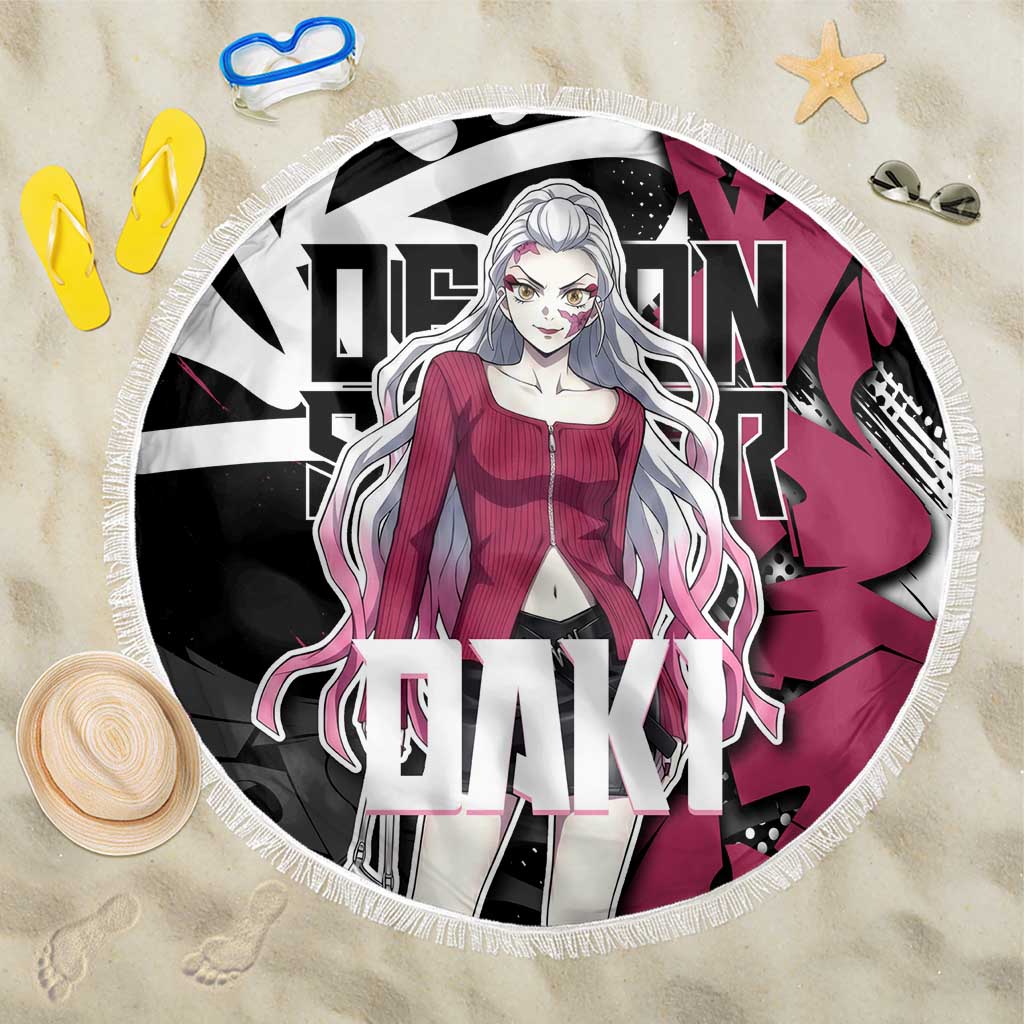 Daki Demon Slayer Beach Blanket Pink Graffiti Anime Aesthetic