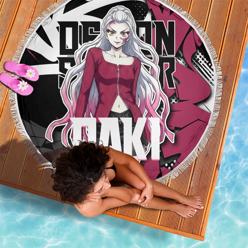 Daki Demon Slayer Beach Blanket Pink Graffiti Anime Aesthetic