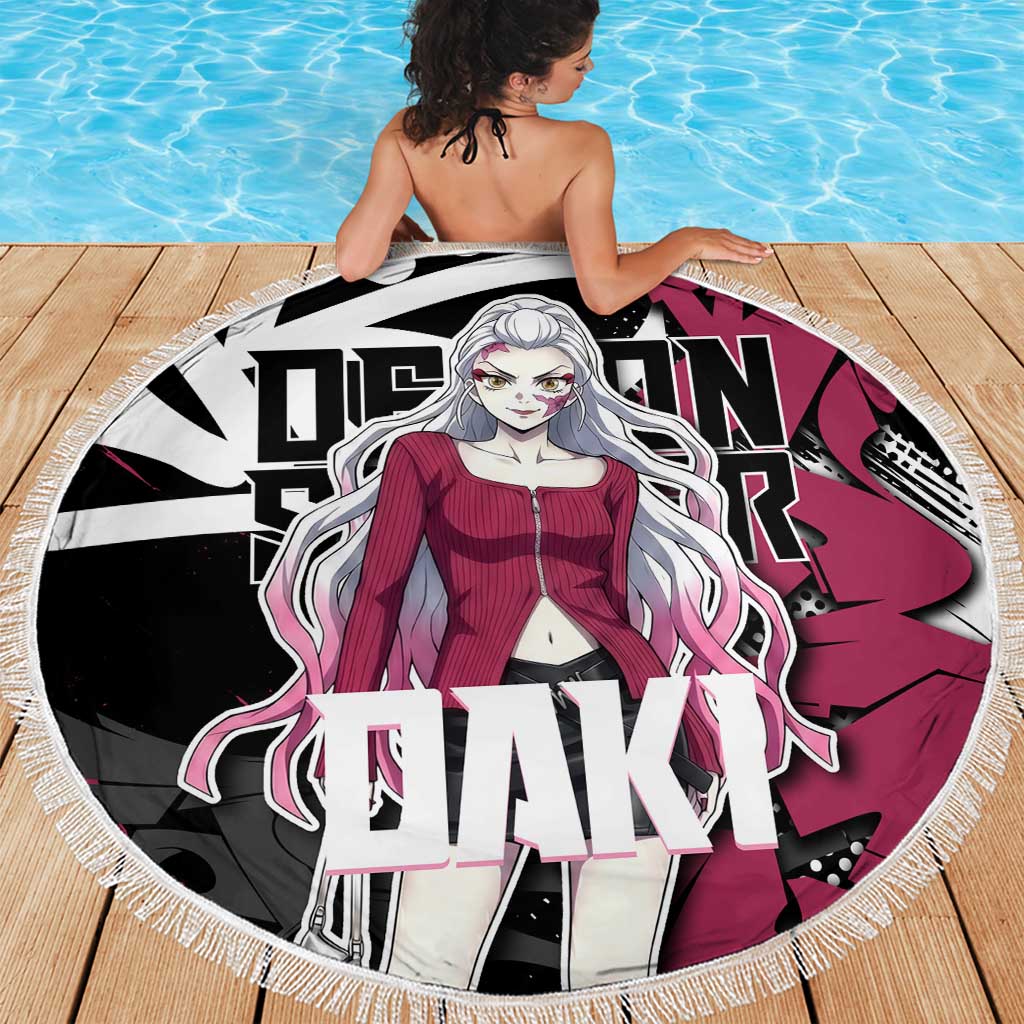Daki Demon Slayer Beach Blanket Pink Graffiti Anime Aesthetic