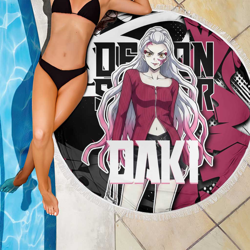 Daki Demon Slayer Beach Blanket Pink Graffiti Anime Aesthetic
