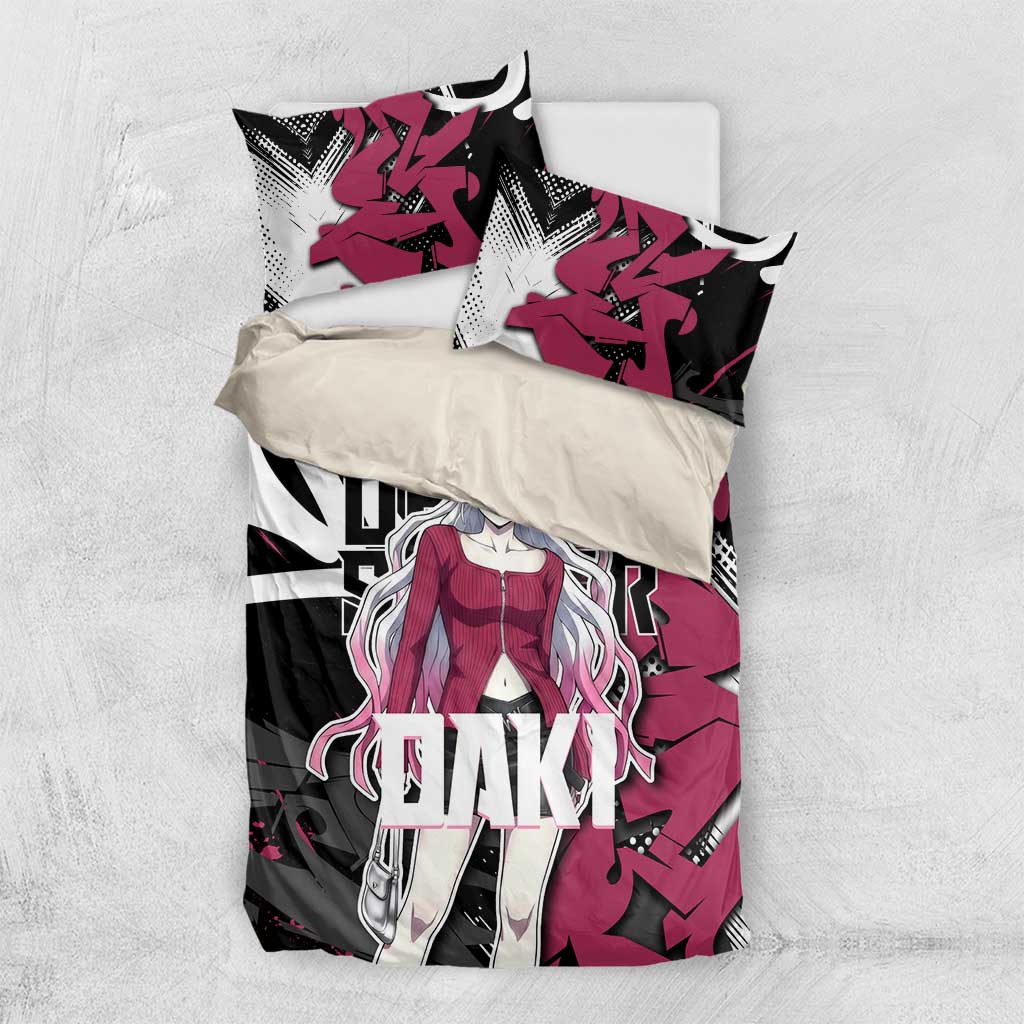 Daki Demon Slayer Bedding Set Pink Graffiti Anime Aesthetic
