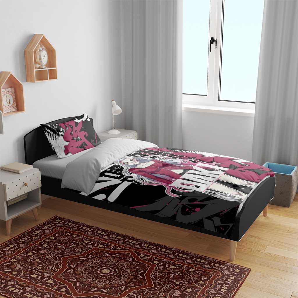 Daki Demon Slayer Bedding Set Pink Graffiti Anime Aesthetic