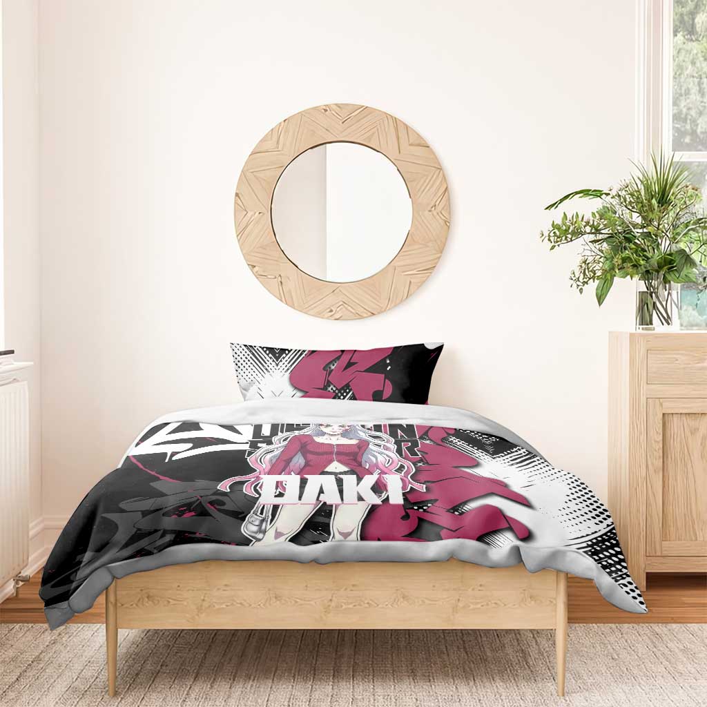 Daki Demon Slayer Bedding Set Pink Graffiti Anime Aesthetic