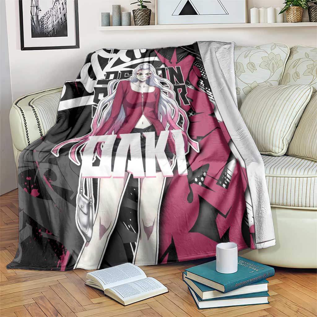 Daki Demon Slayer Blanket Pink Graffiti Anime Aesthetic