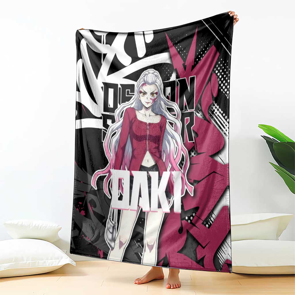 Daki Demon Slayer Blanket Pink Graffiti Anime Aesthetic