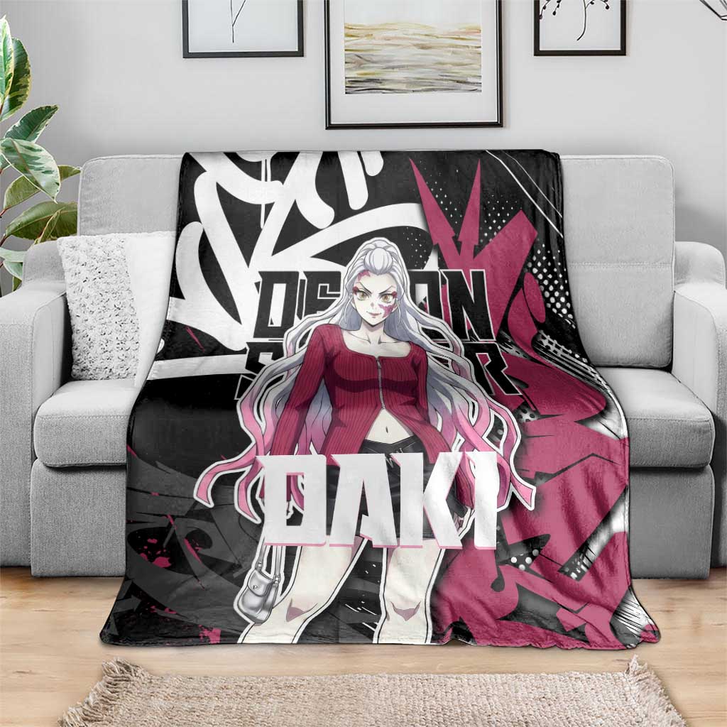 Daki Demon Slayer Blanket Pink Graffiti Anime Aesthetic