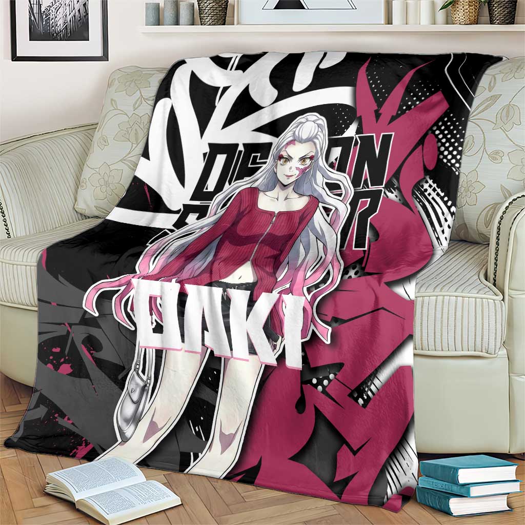 Daki Demon Slayer Blanket Pink Graffiti Anime Aesthetic