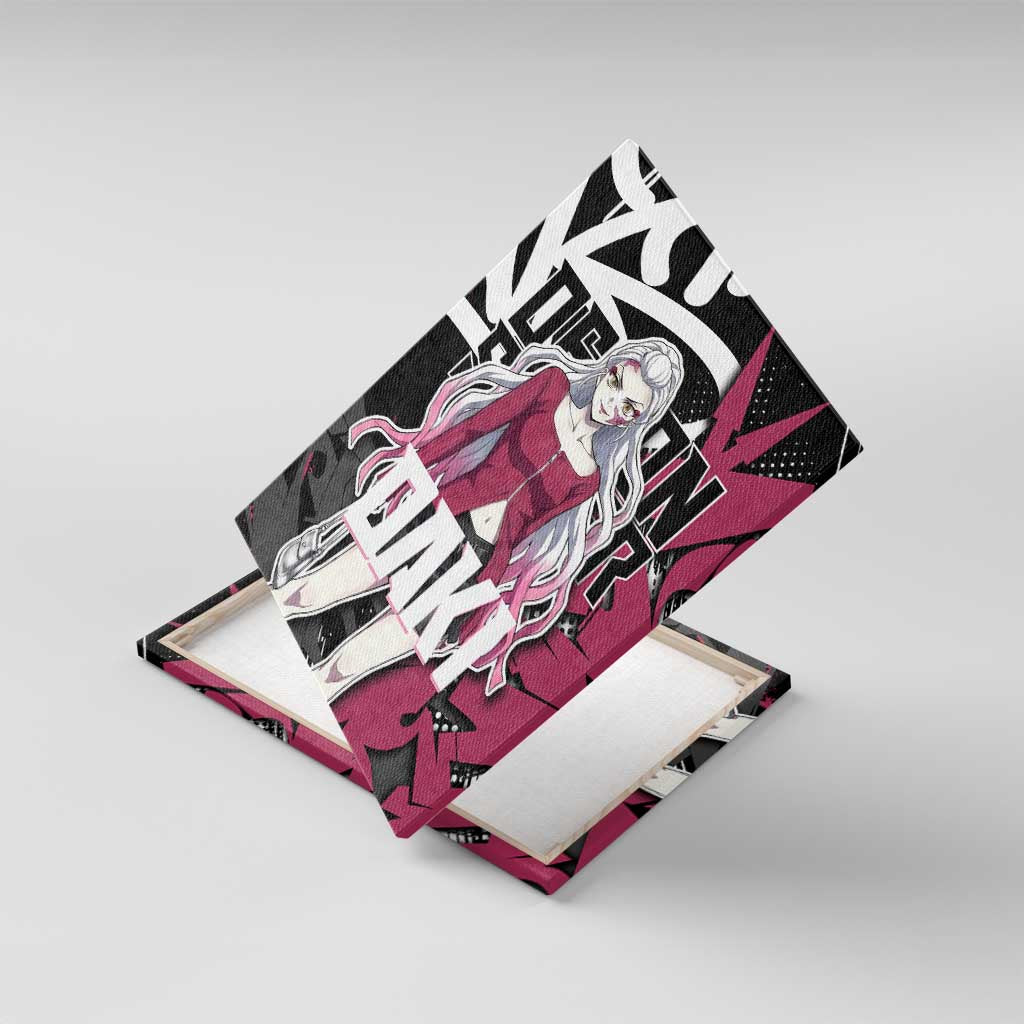 Daki Demon Slayer Canvas Wall Art Pink Graffiti Anime Aesthetic