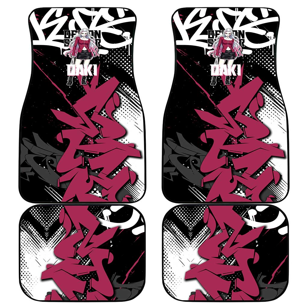 Daki Demon Slayer Car Mats Pink Graffiti Anime Aesthetic