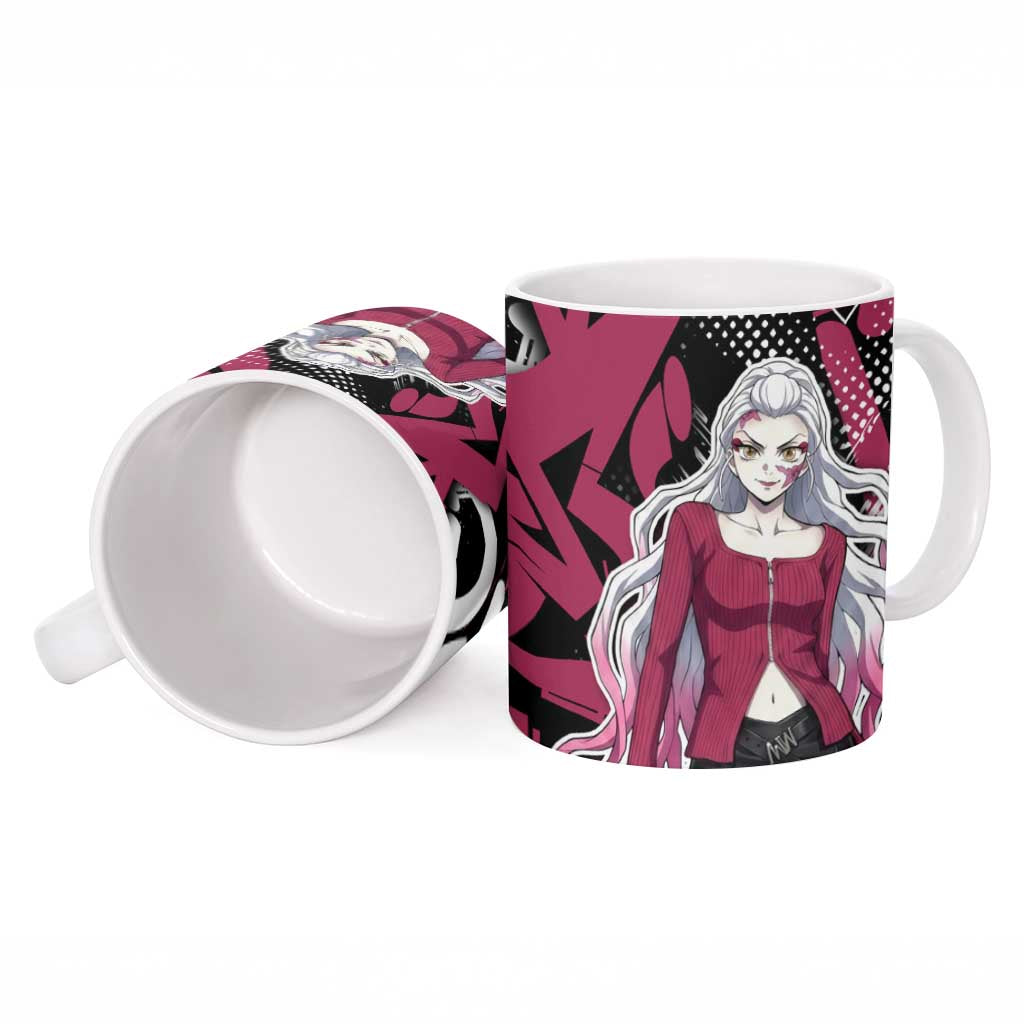 Daki Demon Slayer Ceramic Mug Pink Graffiti Anime Aesthetic
