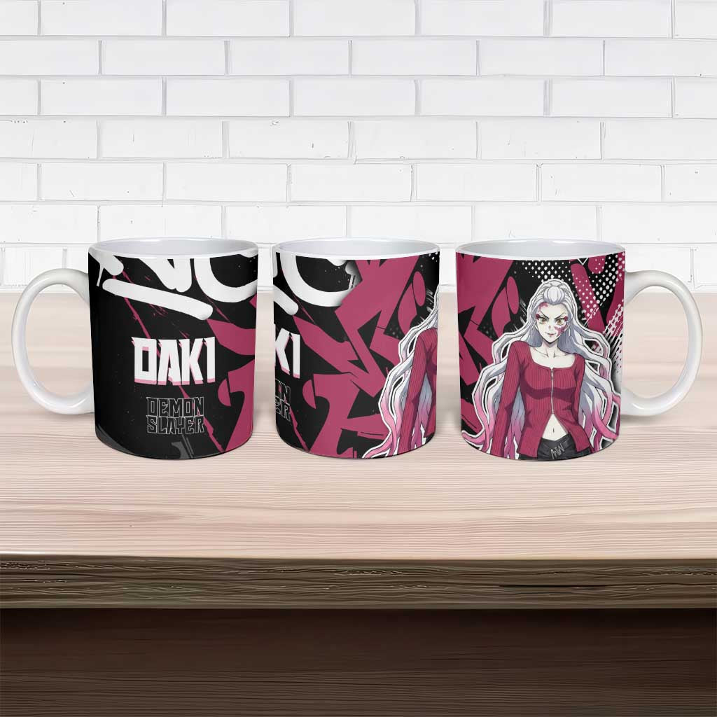 Daki Demon Slayer Ceramic Mug Pink Graffiti Anime Aesthetic