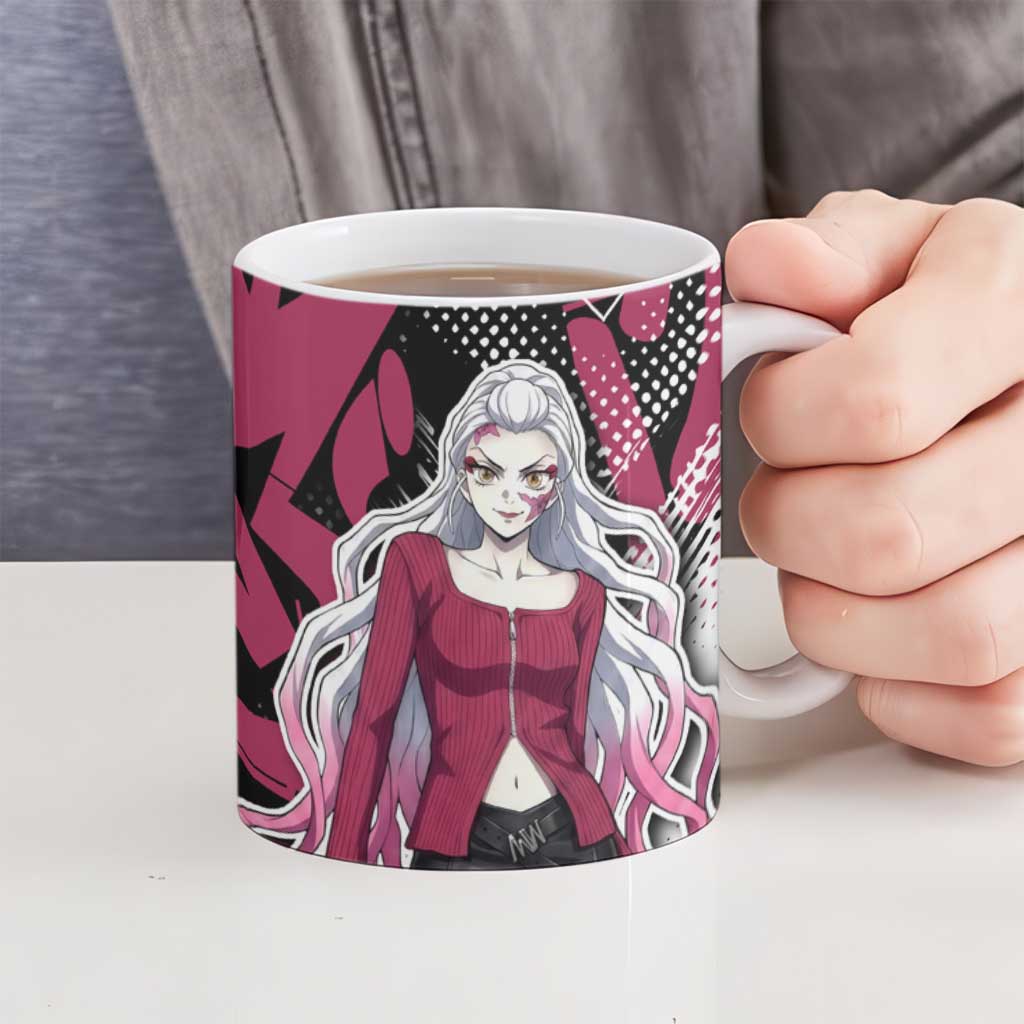 Daki Demon Slayer Ceramic Mug Pink Graffiti Anime Aesthetic