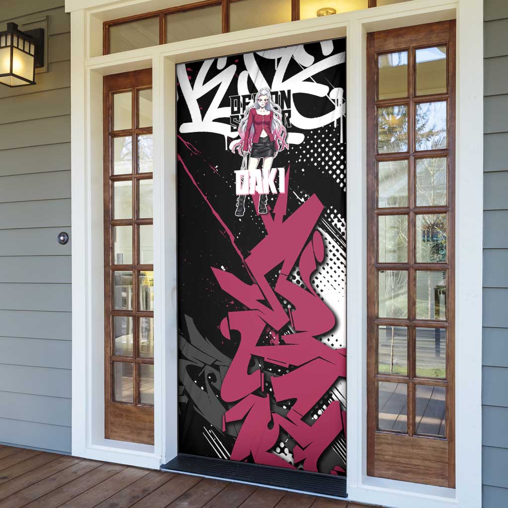Daki Demon Slayer Door Cover Pink Graffiti Anime Aesthetic