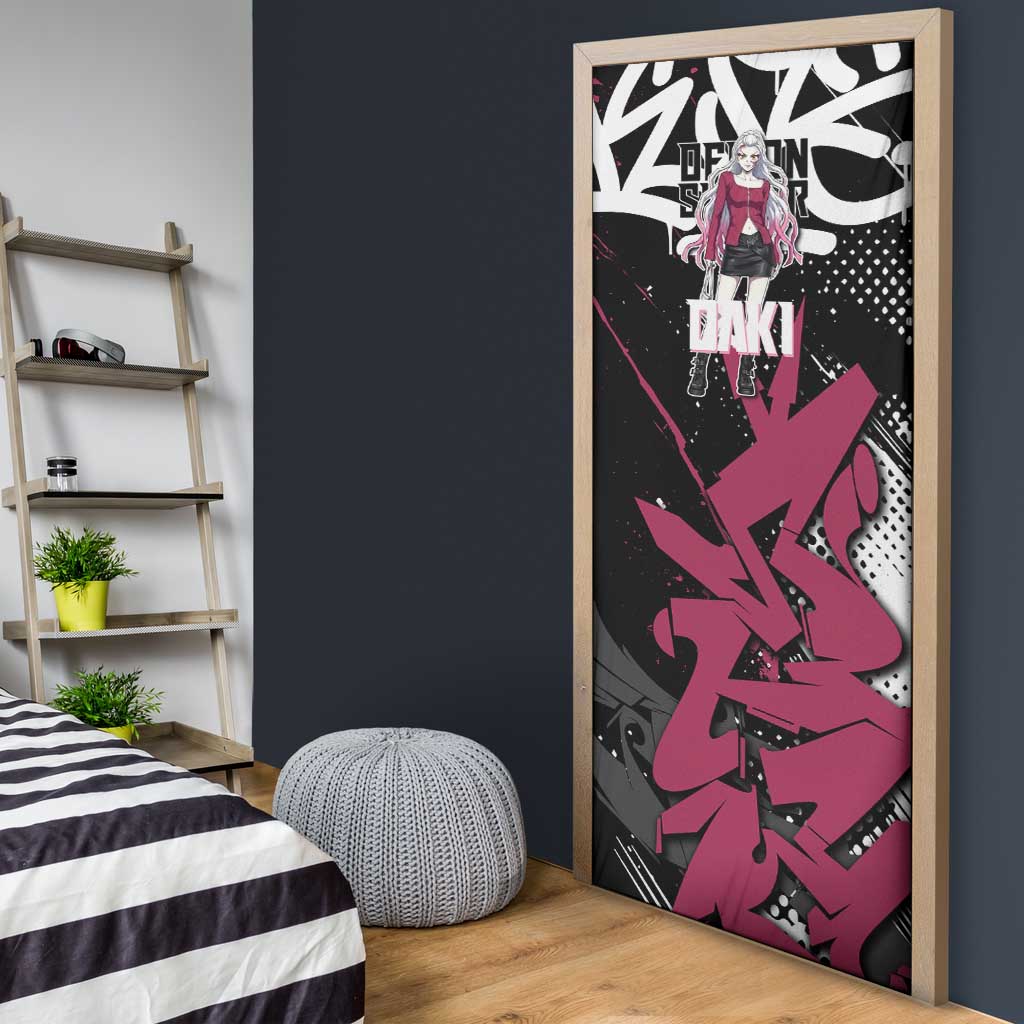 Daki Demon Slayer Door Cover Pink Graffiti Anime Aesthetic