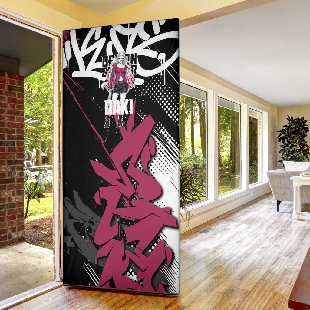 Daki Demon Slayer Door Cover Pink Graffiti Anime Aesthetic