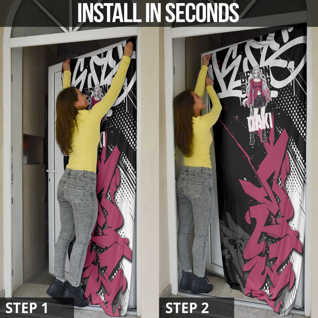 Daki Demon Slayer Door Cover Pink Graffiti Anime Aesthetic