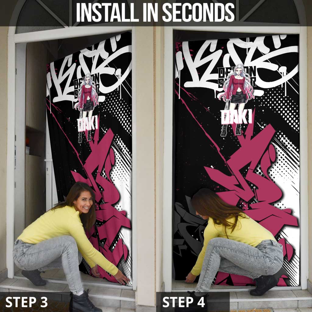 Daki Demon Slayer Door Cover Pink Graffiti Anime Aesthetic