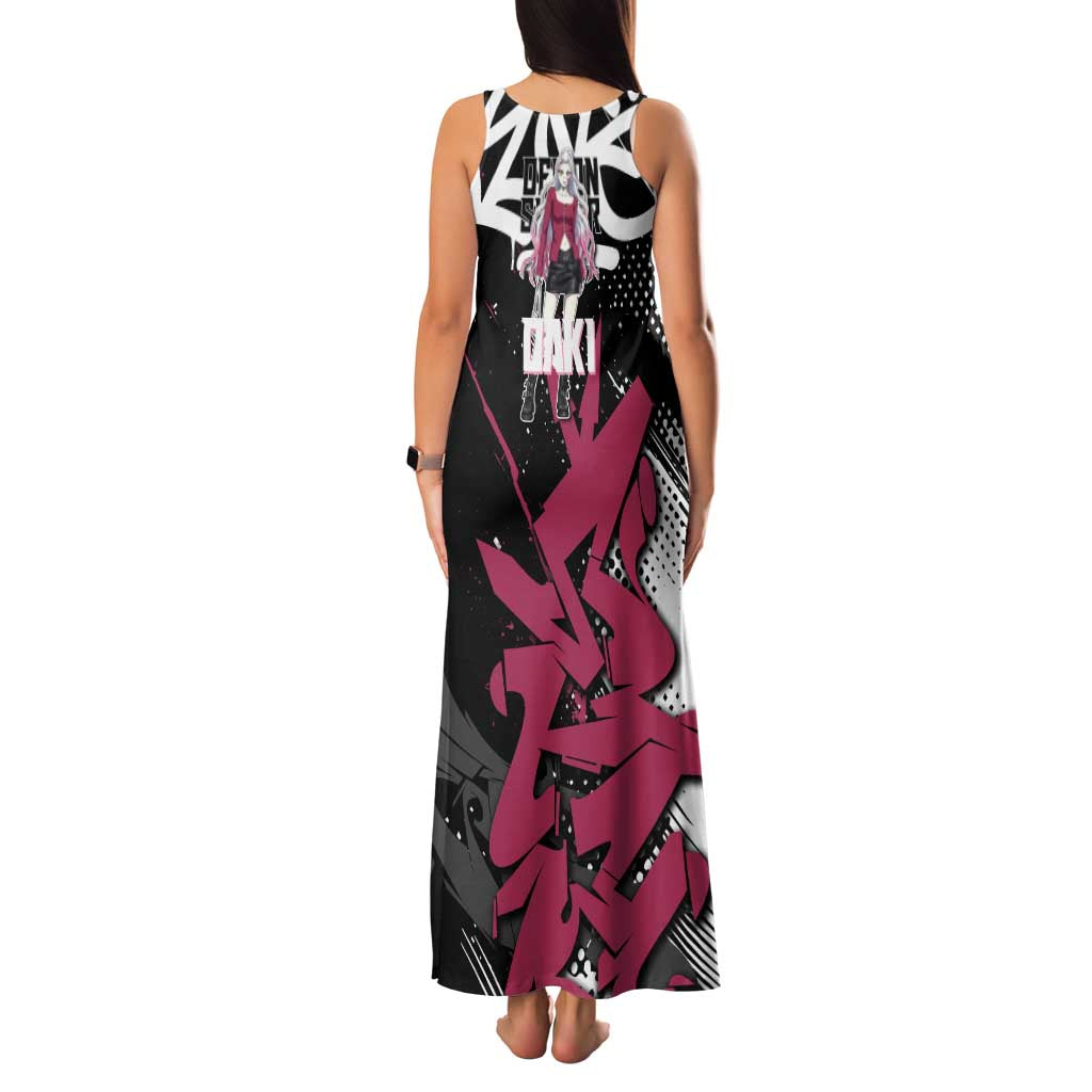 Daki Demon Slayer Family Matching Tank Maxi Dress and Hawaiian Shirt Pink Graffiti Anime Aesthetic