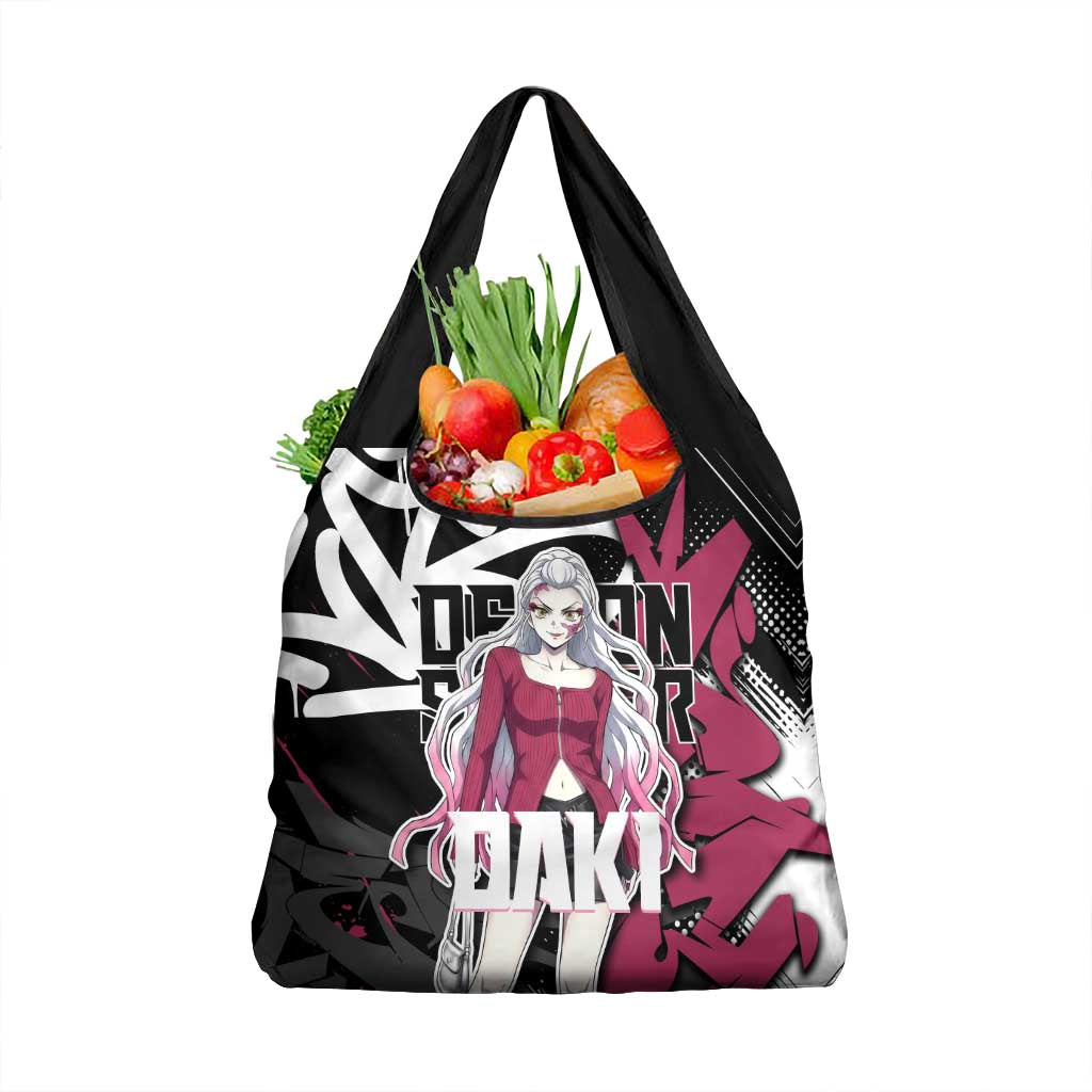 Daki Demon Slayer Grocery Bag Pink Graffiti Anime Aesthetic