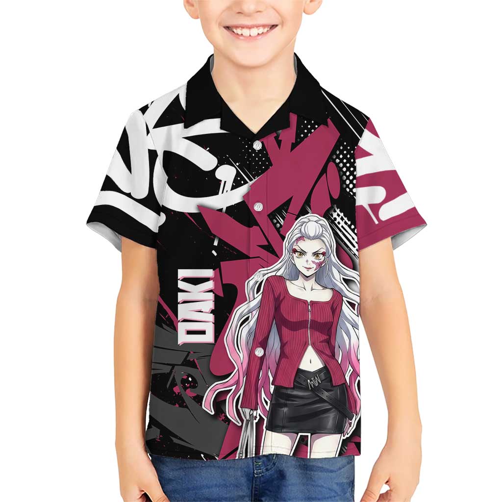 Daki Demon Slayer Hawaiian Shirt Pink Graffiti Anime Aesthetic